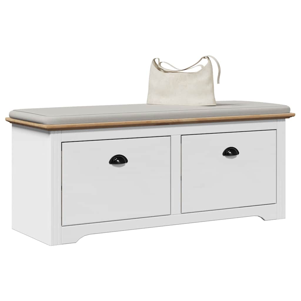 vidaXL Hallway Bench "BODO" White and Brown 114x40x45 cm