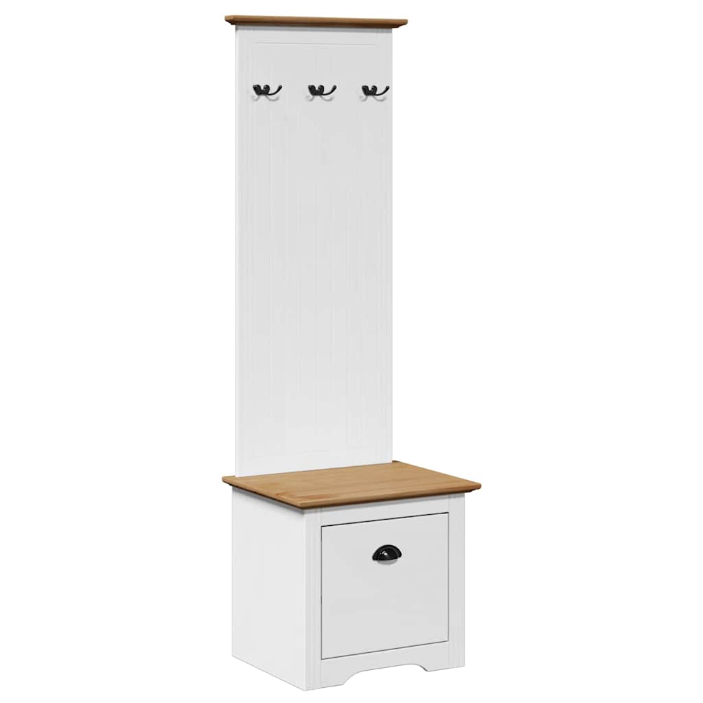 vidaXL Hallway Cabinet with Hooks "BODO" White and Brown 50x40x157 cm