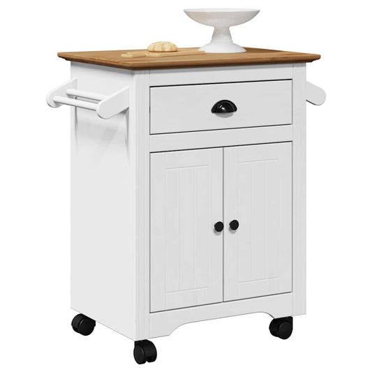 vidaXL Kitchen Trolley BODO White and Brown 72x45x80 cm
