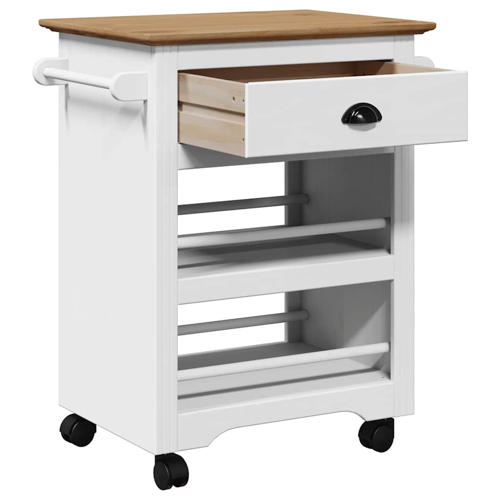 vidaXL Kitchen Trolley BODO White and Brown 67.5x45x80 cm