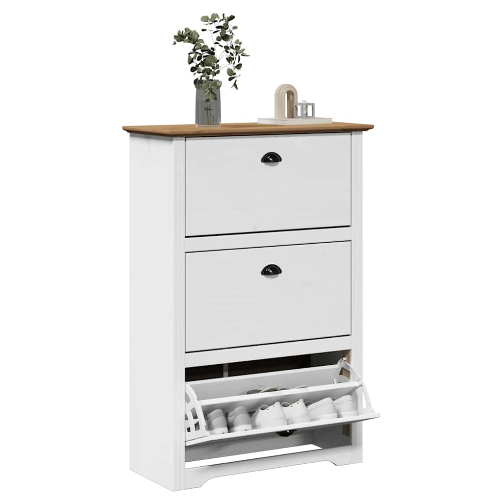 vidaXL Shoe Rack BODO White and Brown 80x35x118 cm