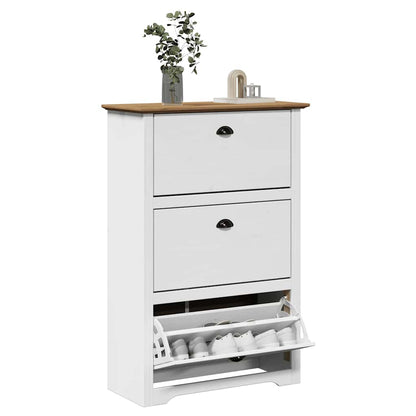 vidaXL Shoe Rack BODO White and Brown 80x35x118 cm