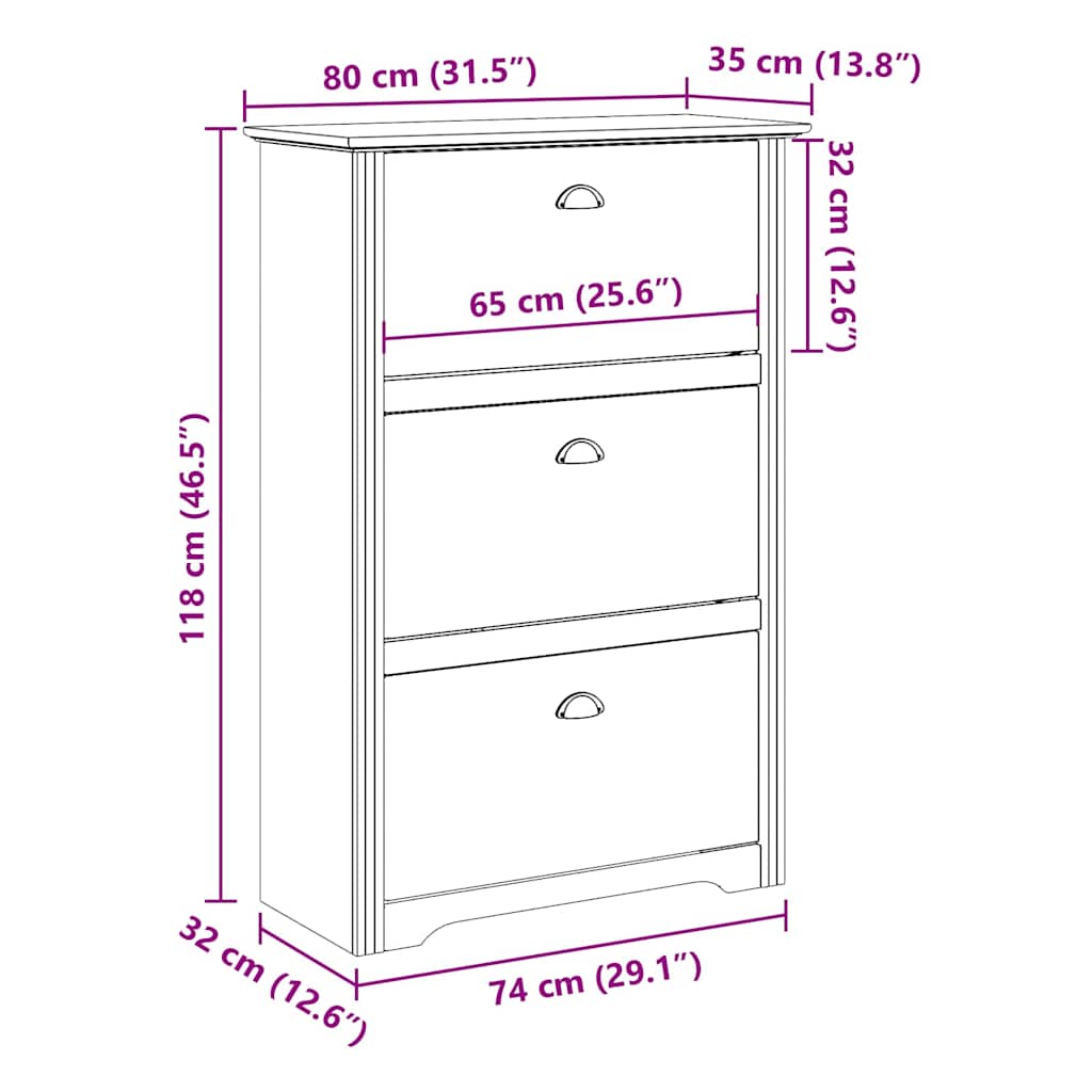 vidaXL Shoe Rack BODO Grey 80x35x118 cm