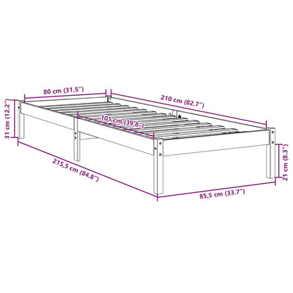 vidaXL Extra Long Bed Frame without Mattress 80x210 cm Solid Wood Pine