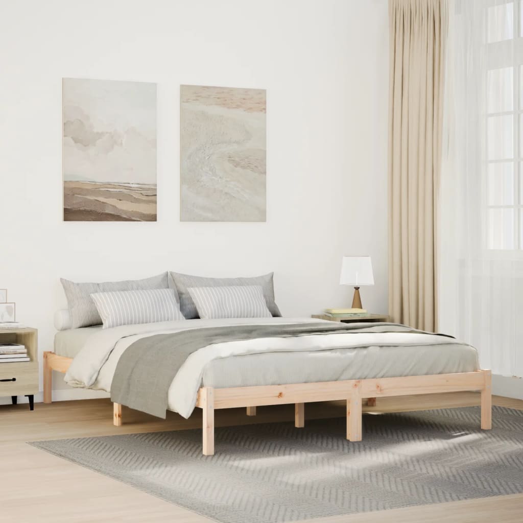 vidaXL Extra Long Bed Frame without Mattress 140x210 cm Solid Wood Pine