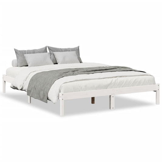 vidaXL Extra Long Bed Frame without Mattress White 140x210 cm Solid Wood Pine