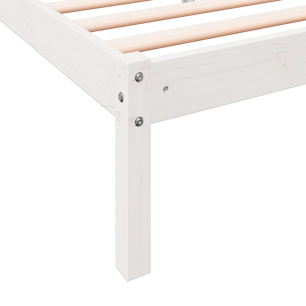vidaXL Extra Long Bed Frame without Mattress White 140x210 cm Solid Wood Pine