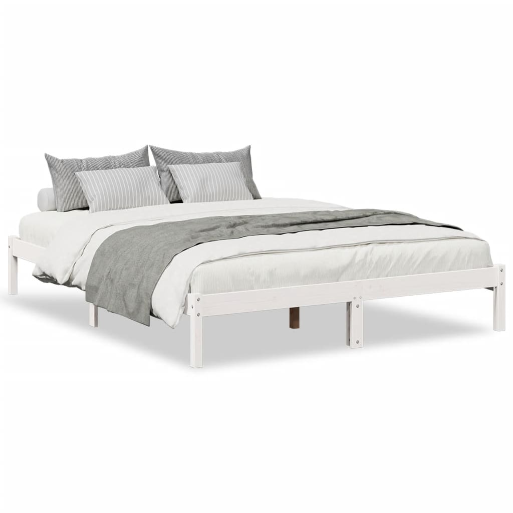 vidaXL Extra Long Bed Frame without Mattress White 160x210 cm Solid Wood Pine