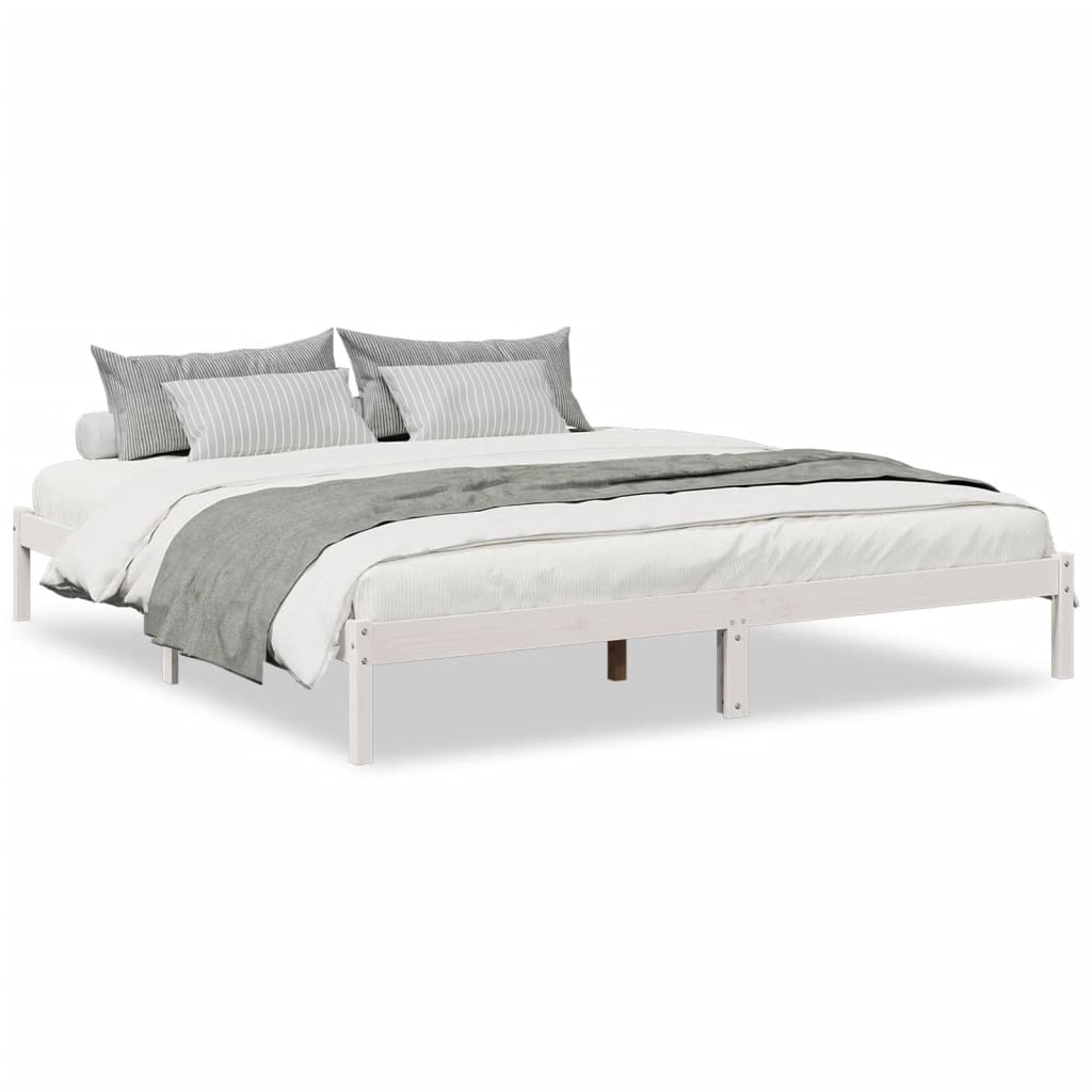 vidaXL Extra Long Bed Frame without Mattress White 200x210 cm Solid Wood Pine