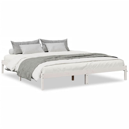 vidaXL Extra Long Bed Frame without Mattress White 200x210 cm Solid Wood Pine
