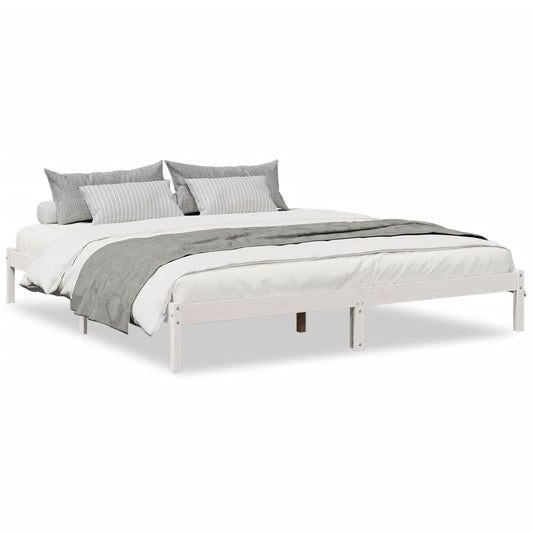 vidaXL Extra Long Bed Frame without Mattress White 200x210 cm Solid Wood Pine