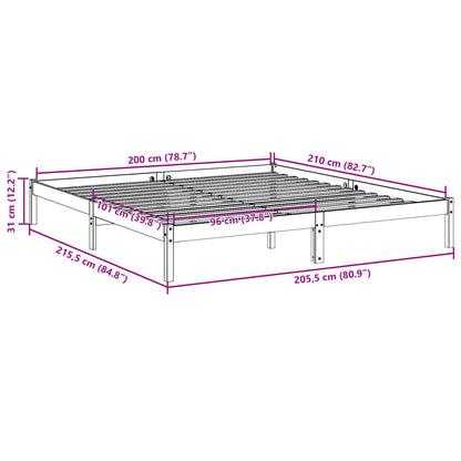 vidaXL Extra Long Bed Frame without Mattress White 200x210 cm Solid Wood Pine
