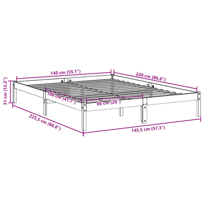 vidaXL Extra Long Bed Frame without Mattress 140x220 cm Solid Wood Pine