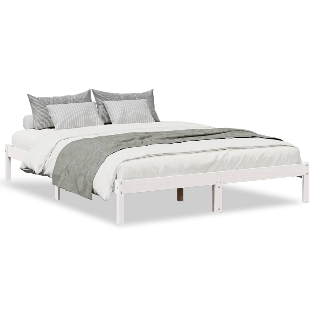 vidaXL Extra Long Bed Frame without Mattress White 140x220 cm Solid Wood Pine