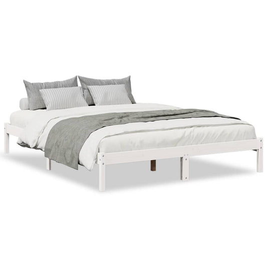 vidaXL Extra Long Bed Frame without Mattress White 140x220 cm Solid Wood Pine