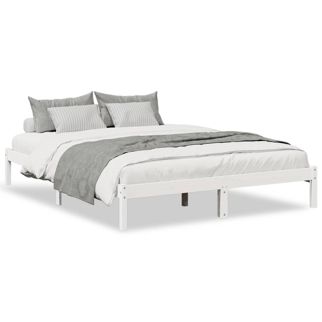 vidaXL Extra Long Bed Frame without Mattress White 160x220 cm Solid Wood Pine