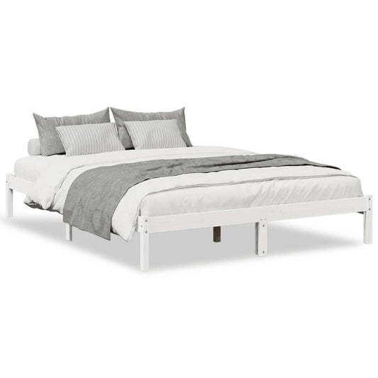 vidaXL Extra Long Bed Frame without Mattress White 160x220 cm Solid Wood Pine