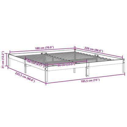 vidaXL Extra Long Bed Frame without Mattress 180x220 cm Solid Wood Pine