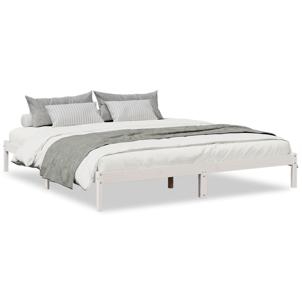 vidaXL Extra Long Bed Frame without Mattress White 200x220 cm Solid Wood Pine