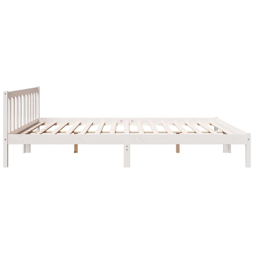 vidaXL Extra Long Bed Frame without Mattress White 180x210 cm Solid Wood Pine
