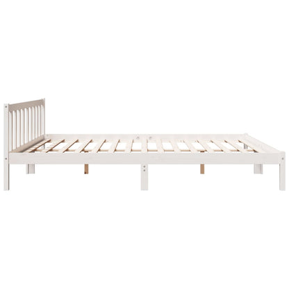 vidaXL Extra Long Bed Frame without Mattress White 180x210 cm Solid Wood Pine