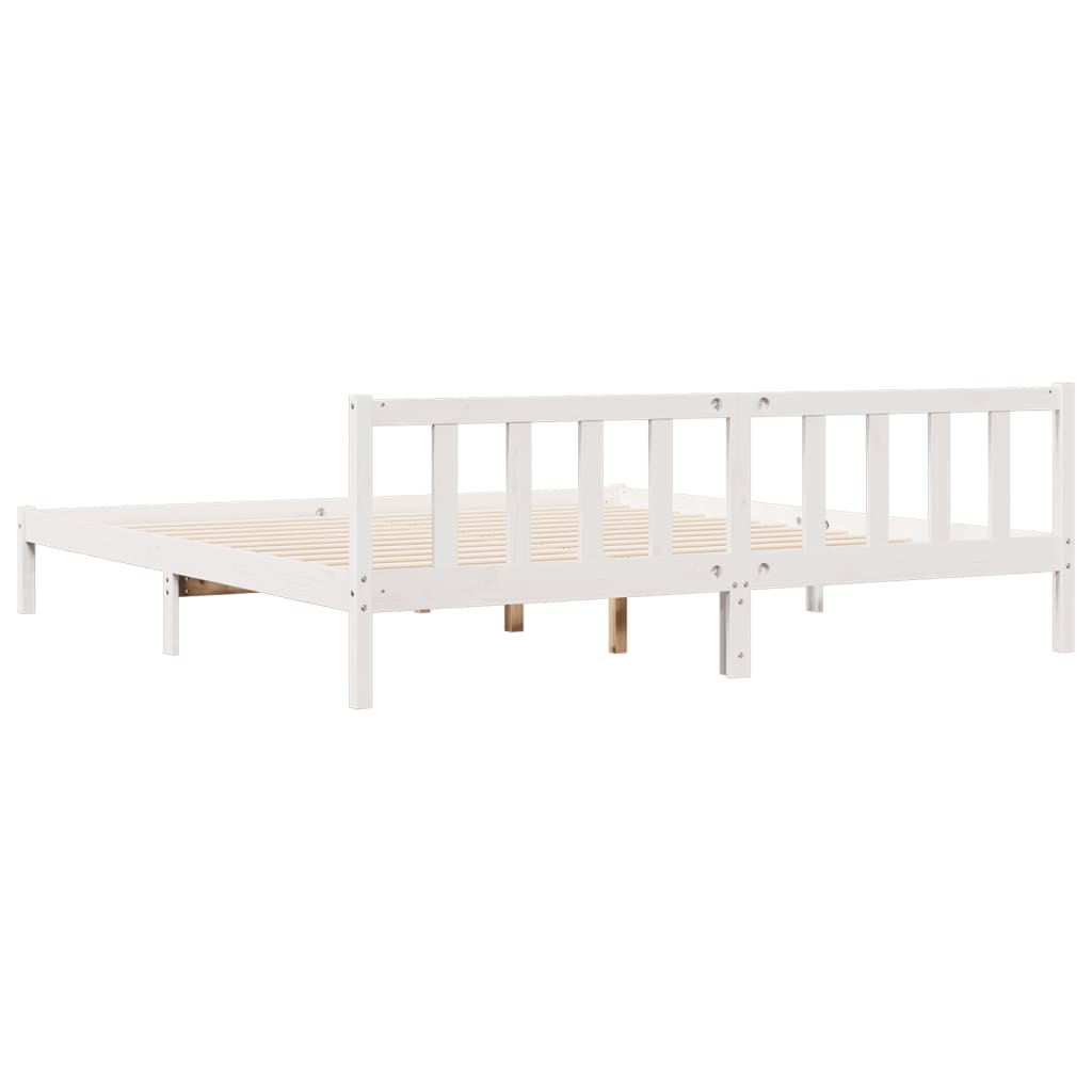 vidaXL Extra Long Bed Frame without Mattress White 180x210 cm Solid Wood Pine