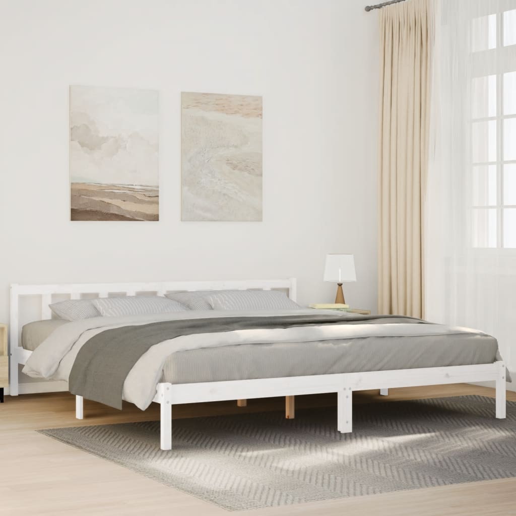 vidaXL Extra Long Bed Frame without Mattress White 180x210 cm Solid Wood Pine