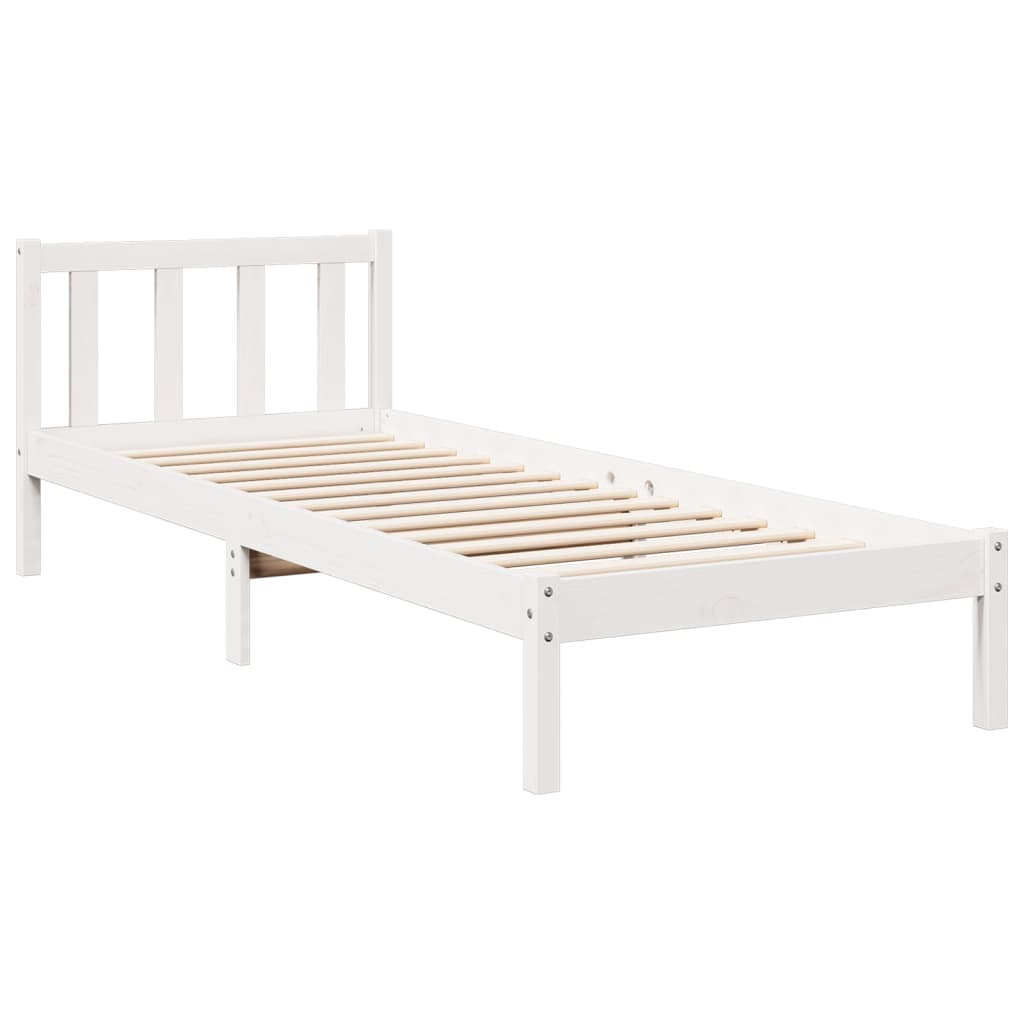 vidaXL Extra Long Bed Frame without Mattress White 80x220 cm Solid Wood Pine