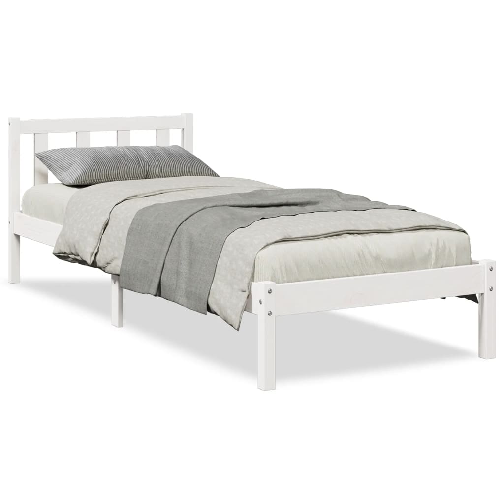 vidaXL Extra Long Bed Frame without Mattress White 100x220 cm Solid Wood Pine