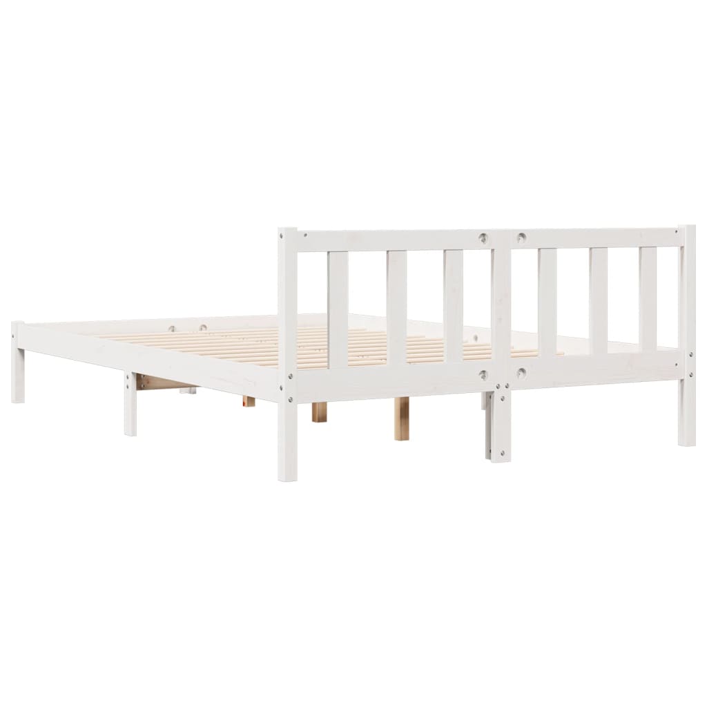 vidaXL Extra Long Bed Frame without Mattress White 160x220 cm Solid Wood Pine