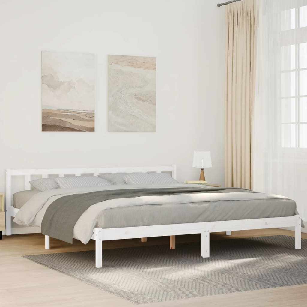 vidaXL Extra Long Bed Frame without Mattress White 180x220 cm Solid Wood Pine