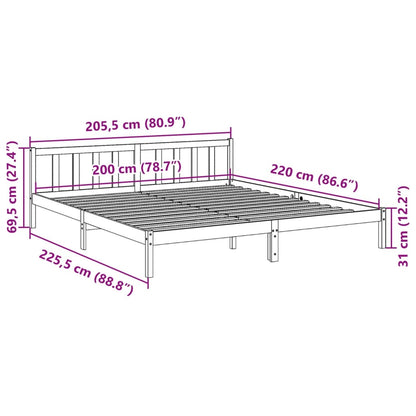 vidaXL Extra Long Bed Frame without Mattress 200x220 cm Solid Wood Pine