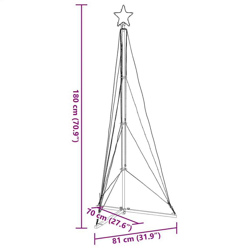 vidaXL LED Christmas Tree 363 LEDs Blue 182 cm