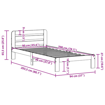 vidaXL Bed Frame without Mattress 90x200 cm Solid Wood Pine