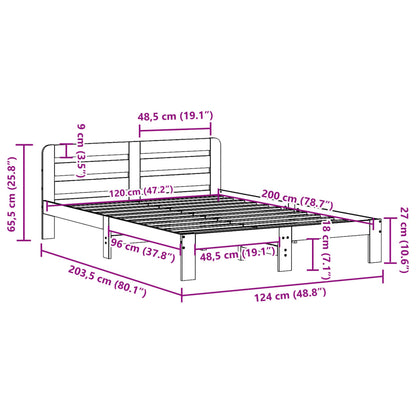 vidaXL Bed Frame without Mattress Wax Brown 120x200 cm Solid Wood Pine