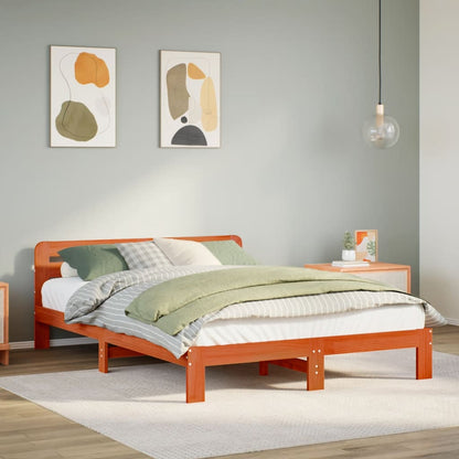 vidaXL Bed Frame without Mattress Wax Brown 140x200 cm Solid Wood Pine