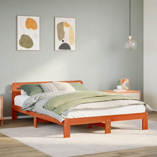 vidaXL Bed Frame without Mattress Wax Brown 140x200 cm Solid Wood Pine