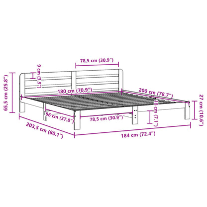 vidaXL Bed Frame without Mattress 180x200 cm Super King Solid Wood Pine