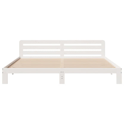 vidaXL Bed Frame without Mattress White 180x200 cm Super King Solid Wood Pine