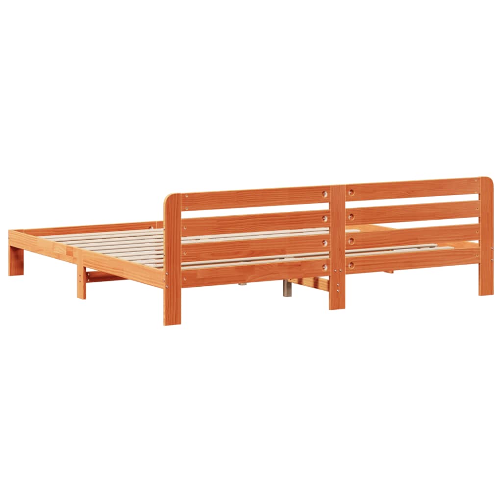 vidaXL Bed Frame without Mattress Wax Brown 200x200 cm Solid Wood Pine