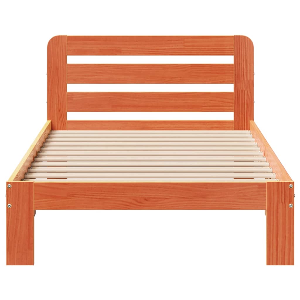 vidaXL Bed Frame without Mattress Wax Brown 90x190 cm Single Solid Wood Pine
