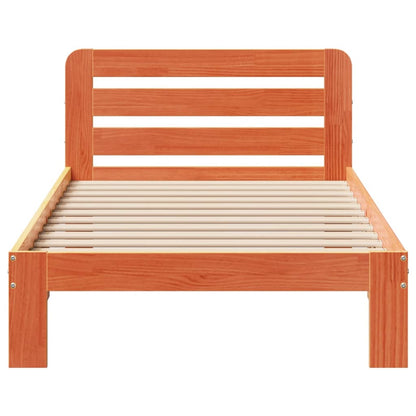 vidaXL Bed Frame without Mattress Wax Brown 90x190 cm Single Solid Wood Pine