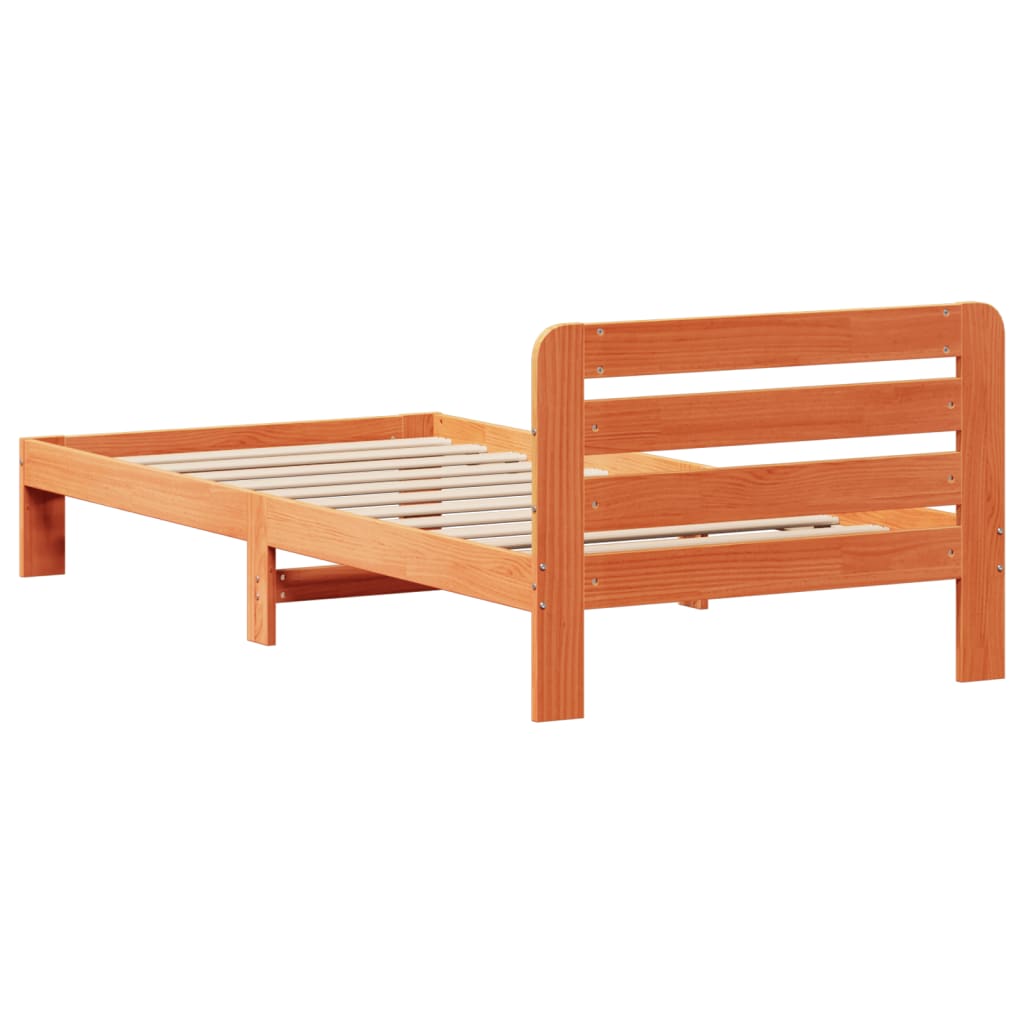 vidaXL Bed Frame without Mattress Wax Brown 90x190 cm Single Solid Wood Pine