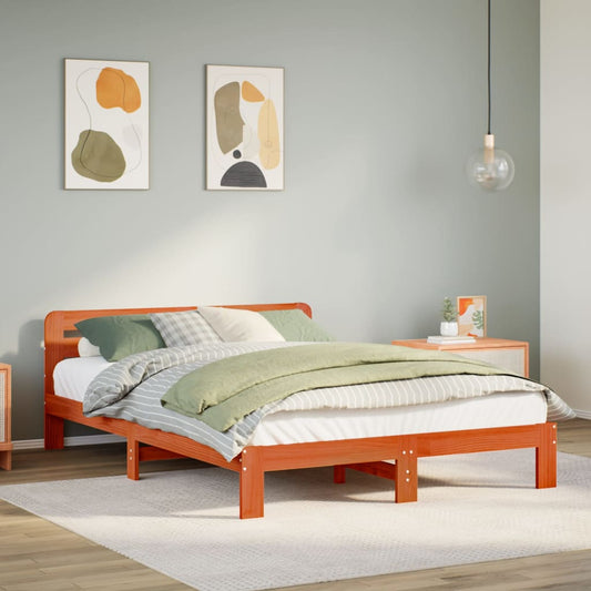 vidaXL Bed Frame without Mattress Wax Brown 120x190 cm Small Double Solid Wood Pine
