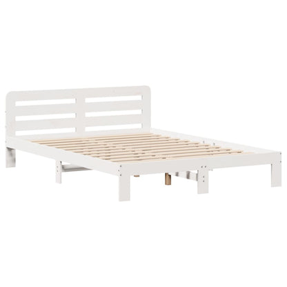 vidaXL Bed Frame without Mattress White 135x190 cm Double Solid Wood Pine
