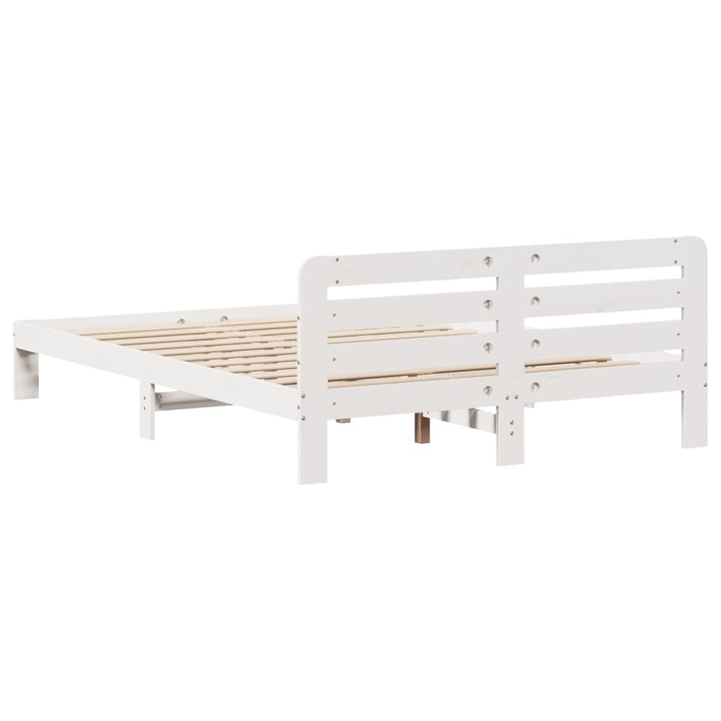 vidaXL Bed Frame without Mattress White 135x190 cm Double Solid Wood Pine