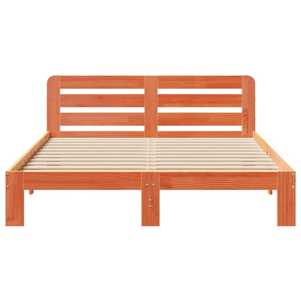 vidaXL Bed Frame without Mattress Wax Brown 135x190 cm Double Solid Wood Pine