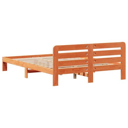 vidaXL Bed Frame without Mattress Wax Brown 135x190 cm Double Solid Wood Pine