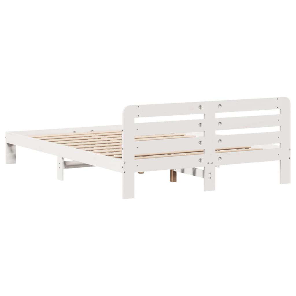 vidaXL Bed Frame without Mattress White 140x190 cm Solid Wood Pine