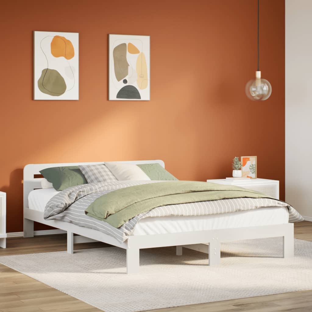 vidaXL Bed Frame without Mattress White 140x190 cm Solid Wood Pine